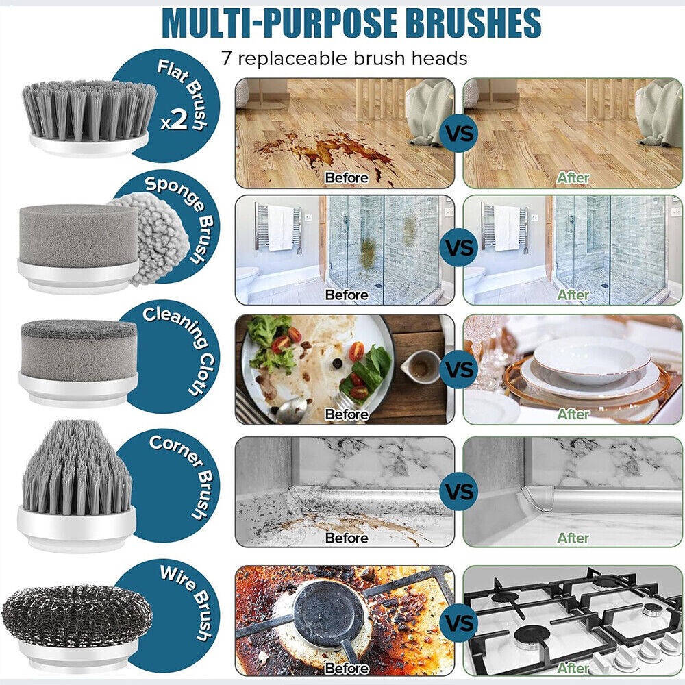 Brosse de Nettoyage Électrique Rotative 7 Têtes